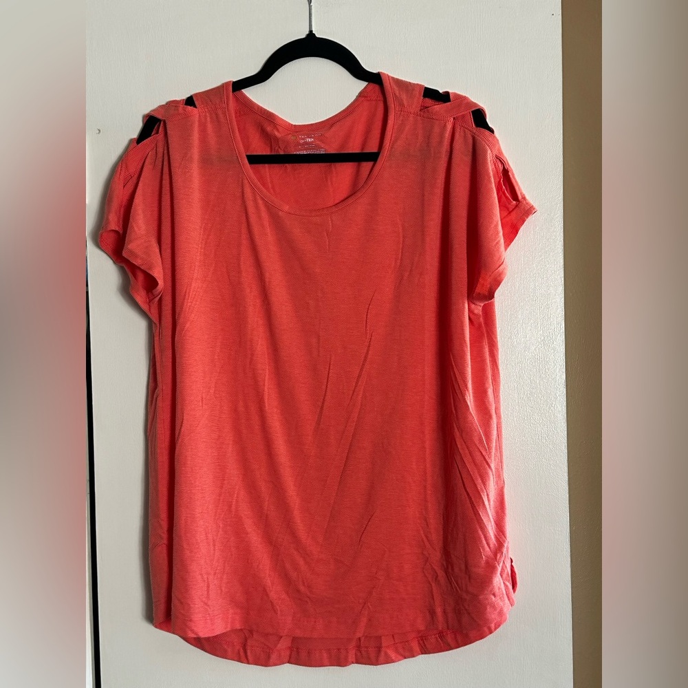 Tek Gear Coral Cold Shoulder Top XL Athleisure Workout Tee